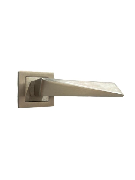 Poignée de porte Prizma avec rosace, satinée